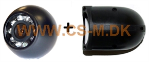 Kugle formet kamera NTSC 1/4" , 9 lysdioder. Synsvinkel 120 ° diagonal. Inkl. Holder til side montering. 